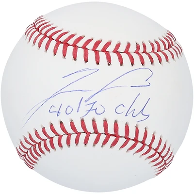 Ballon de baseball autographié par Ronald Acuña Jr. des Braves d'Atlanta avec l'inscription « 40/70 Club »