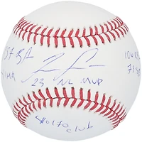 Ballon de baseball autographié par Ronald Acuña Jr. des Atlanta Braves avec plusieurs inscriptions - Édition limitée à 50 exemplaires