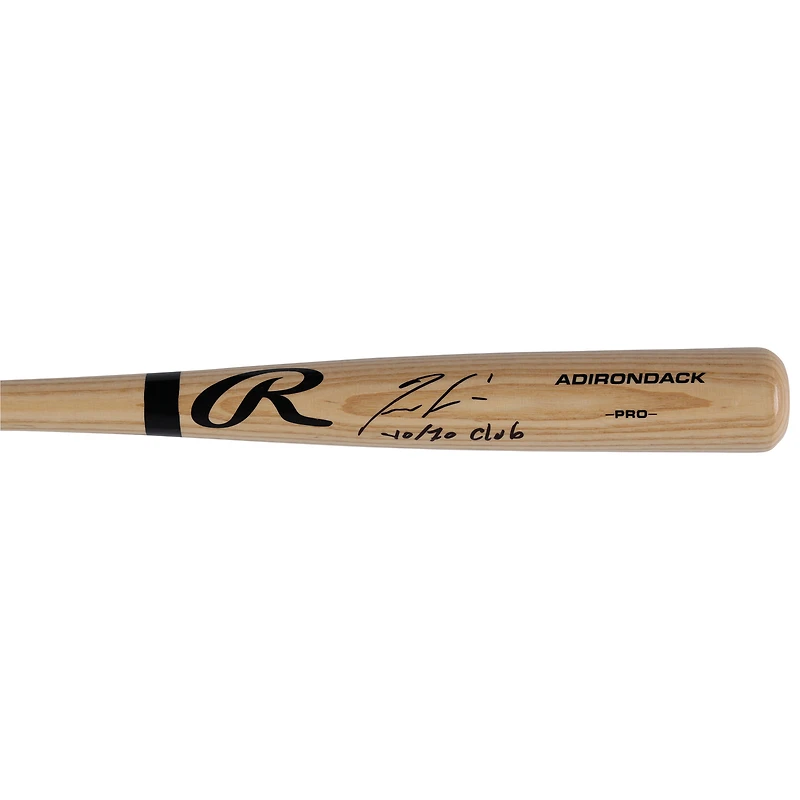 Ronald Acuña Jr., batteur professionnel dédicacé par les Braves d'Atlanta, blonde, avec l'inscription « 40/70 Club ».