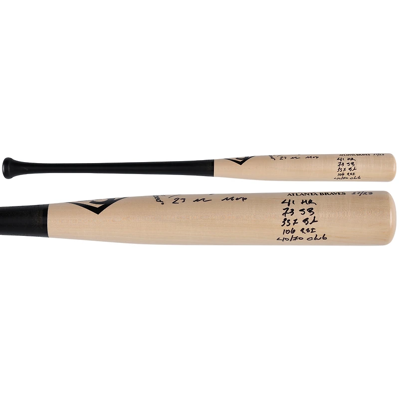 Batte de baseball Louisville Slugger autographiée par Ronald Acuña Jr. Atlanta Braves avec plusieurs inscriptions - Édition limitée à 23 exemplaires