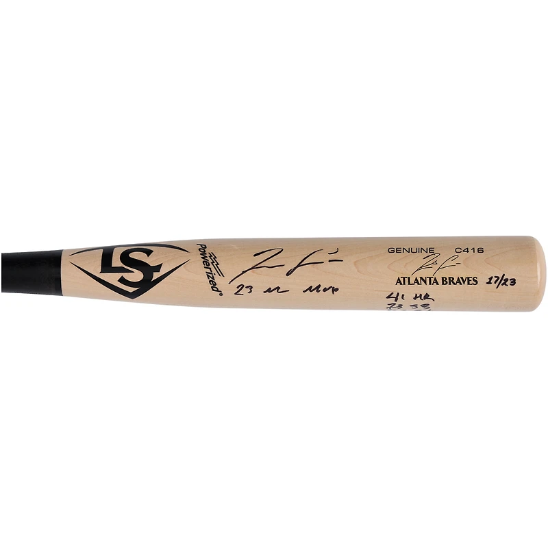 Batte de baseball Louisville Slugger autographiée par Ronald Acuña Jr. Atlanta Braves avec plusieurs inscriptions - Édition limitée à 23 exemplaires