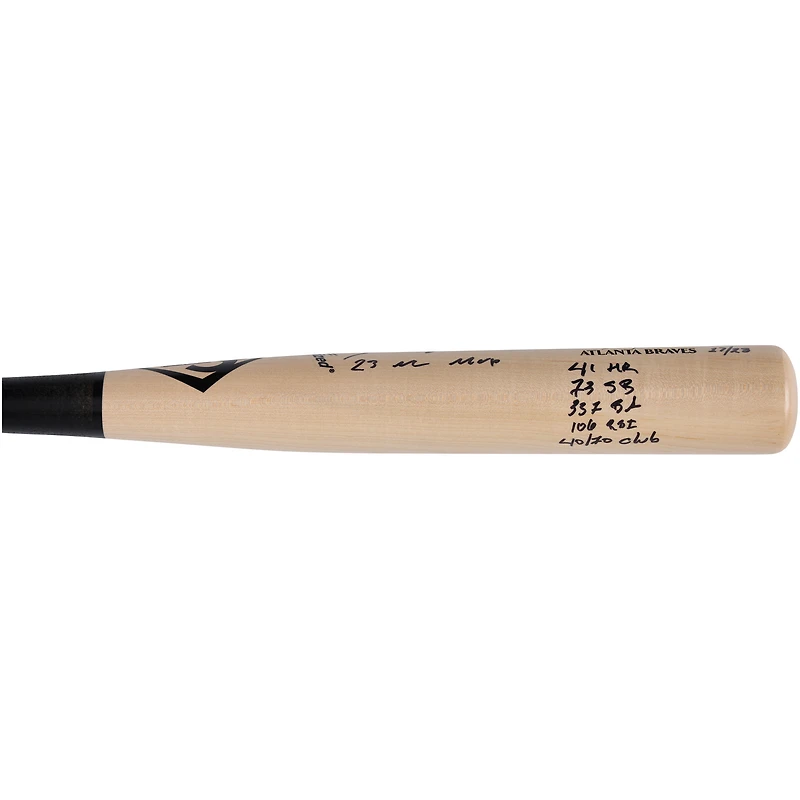 Batte de baseball Louisville Slugger autographiée par Ronald Acuña Jr. Atlanta Braves avec plusieurs inscriptions - Édition limitée à 23 exemplaires
