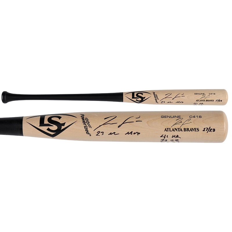 Batte de baseball Louisville Slugger autographiée par Ronald Acuña Jr. Atlanta Braves avec plusieurs inscriptions - Édition limitée à 23 exemplaires