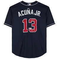 Maillot réplique Nike bleu marine autographié par Ronald Acuña Jr. des Atlanta Braves avec inscription « 40/70 Club »