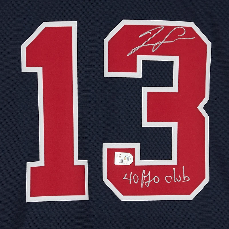 Maillot réplique Nike bleu marine autographié par Ronald Acuña Jr. des Atlanta Braves avec inscription « 40/70 Club »