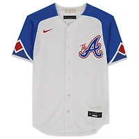 Maillot réplique Nike City Connect blanc autographié par Ronald Acuña Jr. des Atlanta Braves
