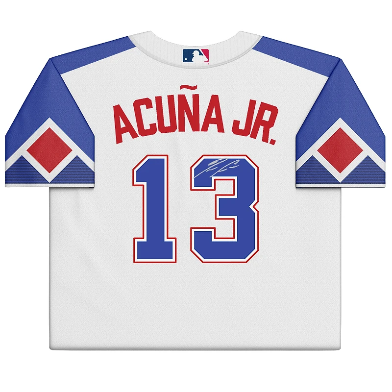 Maillot réplique Nike City Connect blanc autographié par Ronald Acuña Jr. des Atlanta Braves