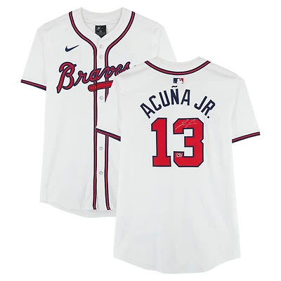 Maillot Nike Elite blanc autographié des Braves d'Atlanta Ronald Acuña Jr.