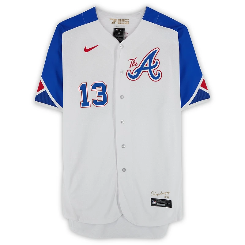 Ronald Acuna Atlanta Braves Autographed Nike City Connect Replica Jersey with "For The A" Inscription
