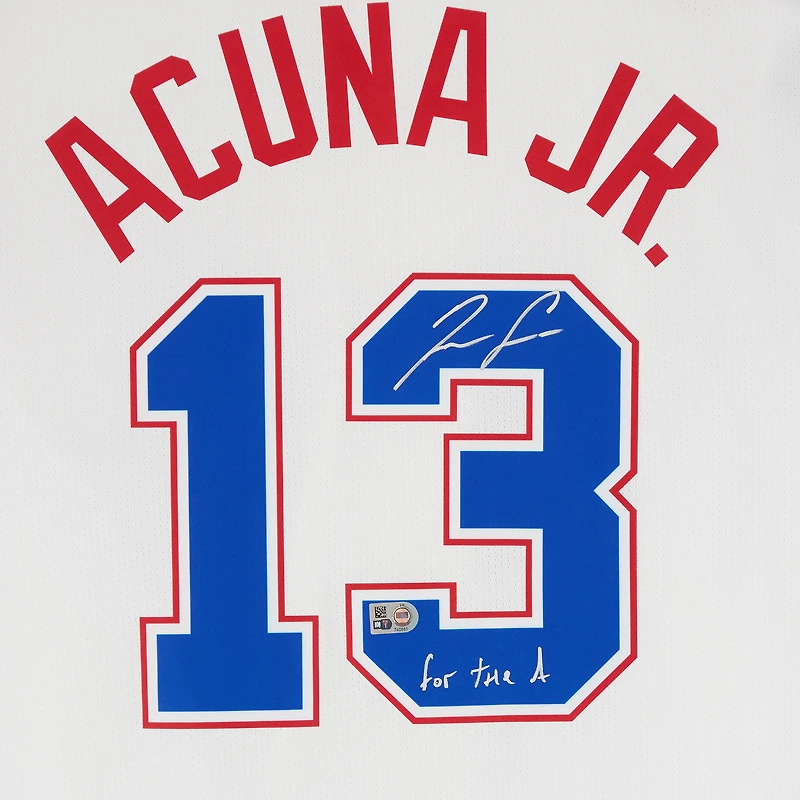 Ronald Acuna Atlanta Braves Autographed Nike City Connect Replica Jersey with "For The A" Inscription