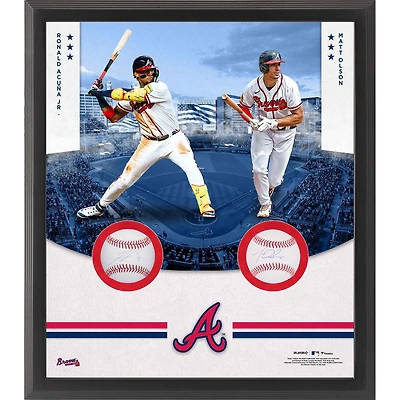 Ronald Acuna Jr. & Matt Olson Atlanta Braves Autographed Framed Two Baseball Shadowbox Collage 