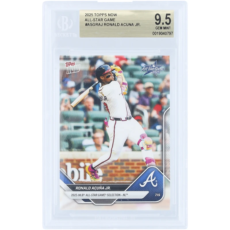Ronald Acuna Jr., Braves d'Atlanta, sélection Topps Now 2025 pour le match des étoiles de la MLB 2025 - Ligue nationale #ASG-RAJ, carte authentifiée BGS 9.5.