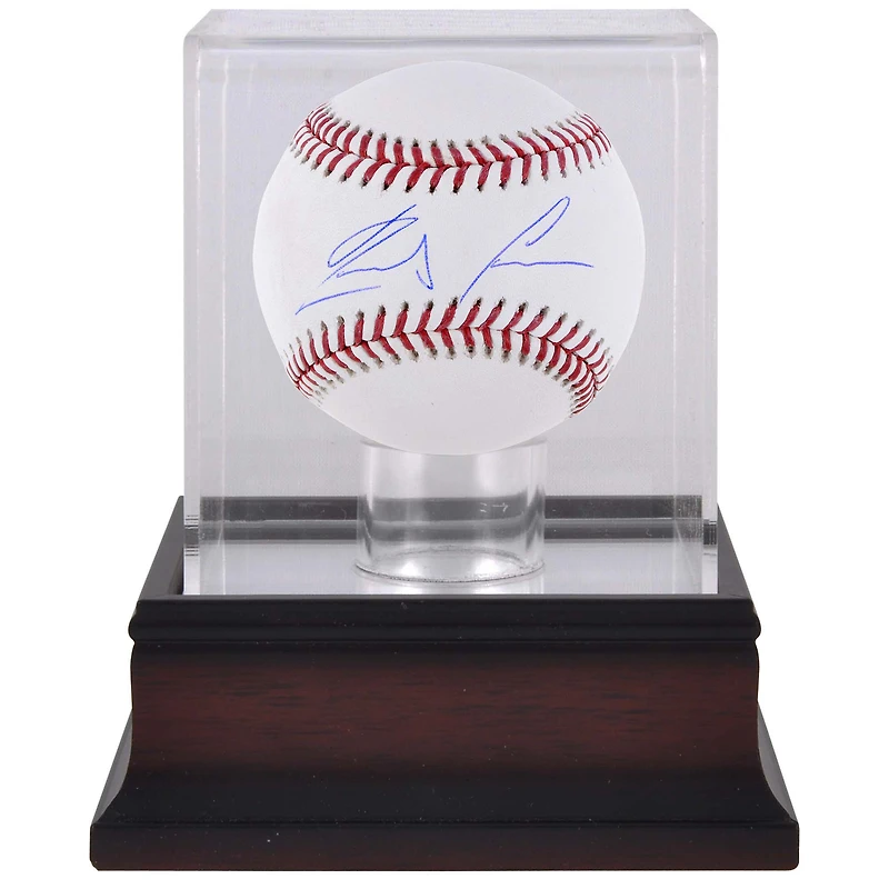 Balle de baseball autographiée de Ronald Acuna Jr. Atlanta Braves et vitrine de présentation de balles de baseball en acajou
