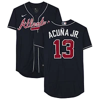 Maillot Nike authentique bleu marine autographié par Ronald Acuna Jr. des Atlanta Braves