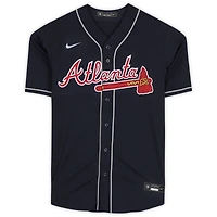 Maillot réplique Nike bleu marine autographié par Ronald Acuna Jr. des Atlanta Braves