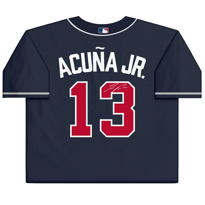 Maillot réplique Nike bleu marine autographié de Ronald Acuña Jr. des Braves d'Atlanta