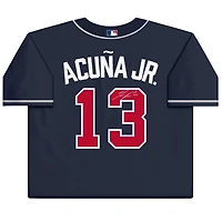 Maillot réplique Nike bleu marine autographié de Ronald Acuña Jr. des Braves d'Atlanta