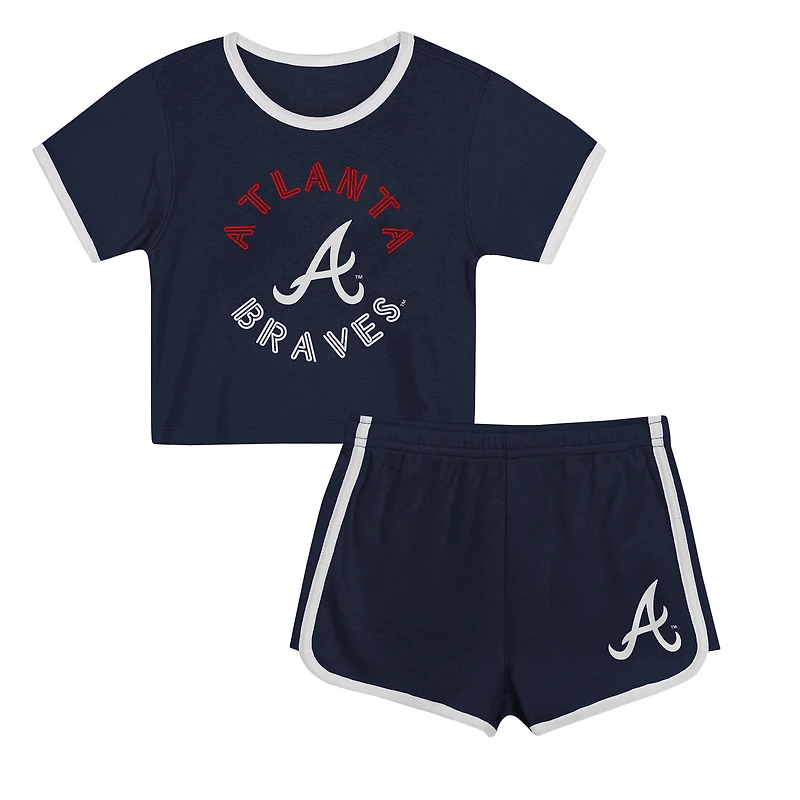 Toddler  Navy Atlanta Braves Double Run T-Shirt & Shorts Set