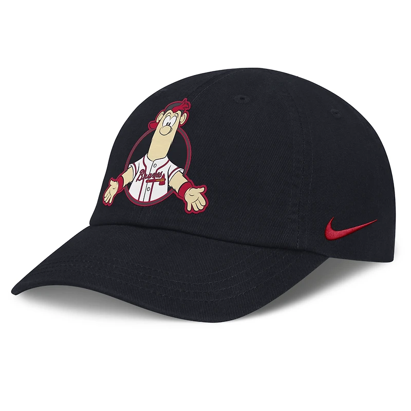 Casquette ajustable Nike bleu marine Atlanta Braves Mascot Club pour tout-petit