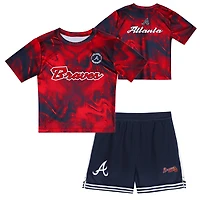 Ensemble t-shirt et short rouge/noir pour enfant des Braves d'Atlanta Pinch Hitter Infielder