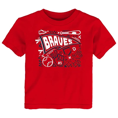 T-shirt rouge amusant pour tout-petits des Braves d'Atlanta Ballpark