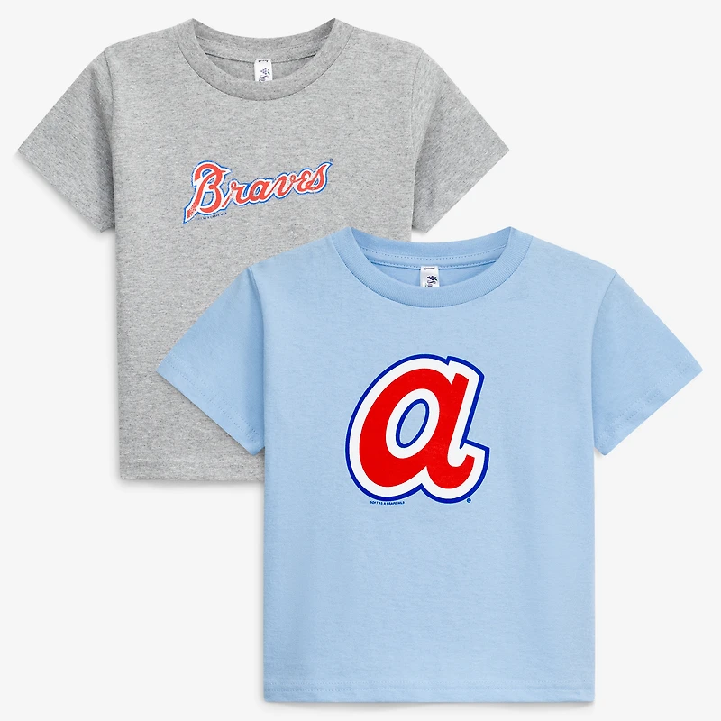 Toddler Soft as a Grape Heather Gray/Light Blue Atlanta Braves Cooperstown Collection Two-Pack T-Shirt Set