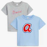 Toddler Soft as a Grape Heather Gray/Light Blue Atlanta Braves Cooperstown Collection Two-Pack T-Shirt Set
