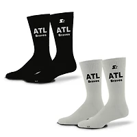 Lot de 2 paires de chaussettes d'assistance unisexes Starter Atlanta Braves