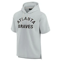 Unisex Fanatics Gray Atlanta Braves Elements Super Soft Fleece Short Sleeve Pullover Hoodie