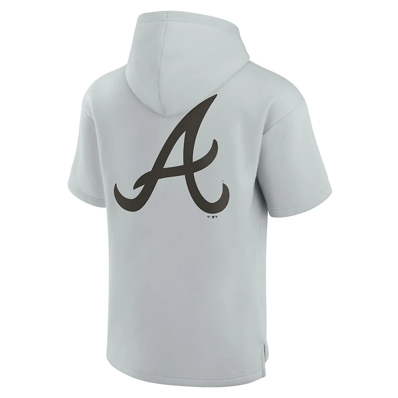 Unisex Fanatics Gray Atlanta Braves Elements Super Soft Fleece Short Sleeve Pullover Hoodie