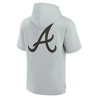 Unisex Fanatics Gray Atlanta Braves Elements Super Soft Fleece Short Sleeve Pullover Hoodie