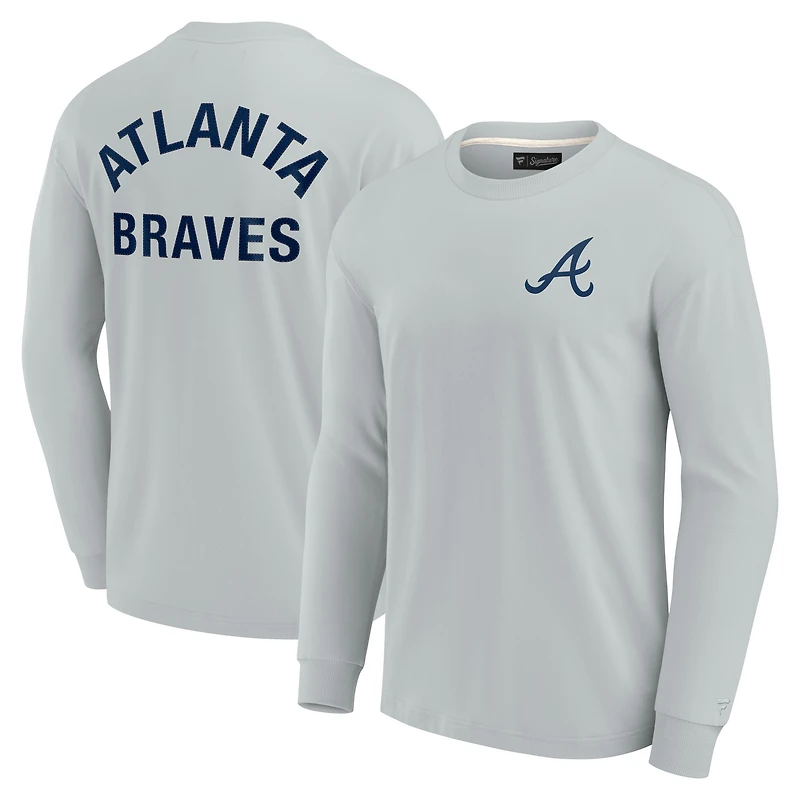 T-shirt unisexe Fanatics gris Atlanta Braves Elements super doux à manches longues
