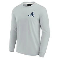 T-shirt unisexe Fanatics gris Atlanta Braves Elements super doux à manches longues