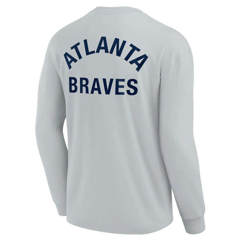 T-shirt unisexe Fanatics gris Atlanta Braves Elements super doux à manches longues