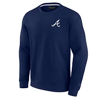 Sweat-shirt unisexe Fanatics bleu marine Atlanta Braves ultra doux à col rond