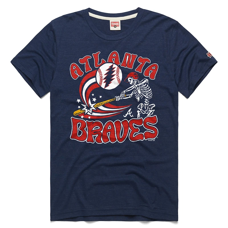 Unisex Homage Navy Atlanta Braves MLB x Grateful Dead Americana Tri-Blend T-Shirt