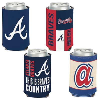 WinCraft Atlanta Braves, paquet de 4, 12 oz. Ensemble refroidisseur de canettes