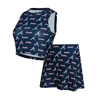 Women's Concepts Sport  Navy Atlanta Braves Knit Tank Top & Skort Set