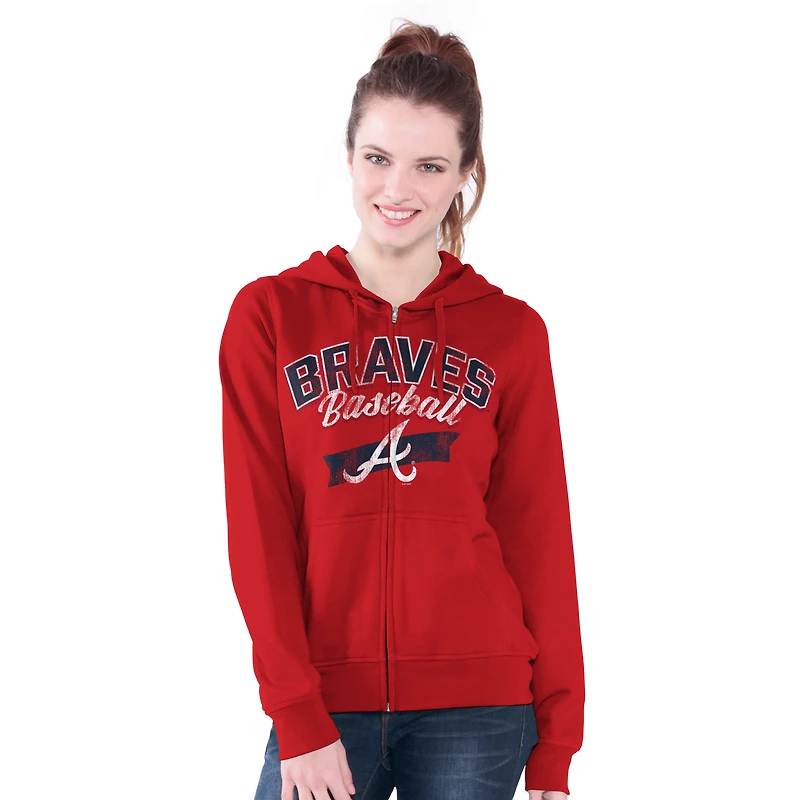 Women's G-III 4Her by Carl Banks  Red Atlanta Braves Wild Cat Full-Zip Hoodie
