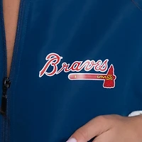 Women's Lusso  Navy Atlanta Braves Paisley Cropped Full-Zip Jacket