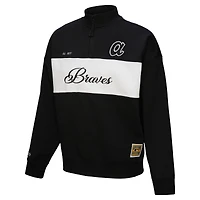 Women's Mitchell & Ness Black Atlanta Braves Cooperstown Collection Quarter-Zip Pullover Top