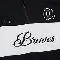 Pull zippé quart de tour noir Mitchell & Ness Atlanta Braves pour femme la collection Cooperstown