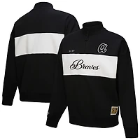 Women's Mitchell & Ness Black Atlanta Braves Cooperstown Collection Quarter-Zip Pullover Top