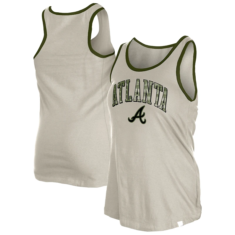 Women's New Era  Cream Atlanta Braves Armed Forces Tank Top