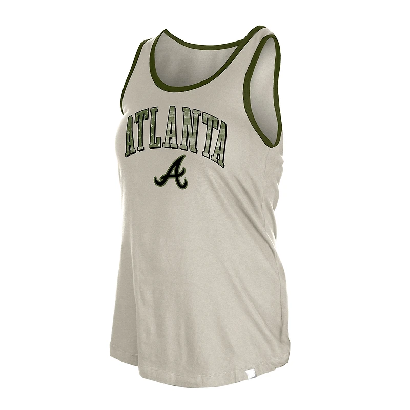 Women's New Era  Cream Atlanta Braves Armed Forces Tank Top