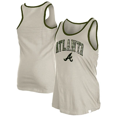 Women's New Era  Cream Atlanta Braves Armed Forces Tank Top
