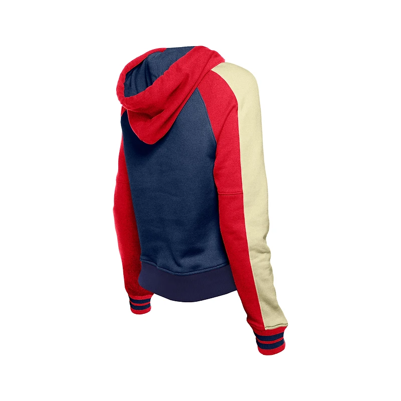 Women's New Era  Navy Atlanta Braves Cooperstown Collection Cropped Raglan Pullover Hoodie