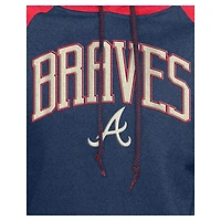 Women's New Era  Navy Atlanta Braves Cooperstown Collection Cropped Raglan Pullover Hoodie