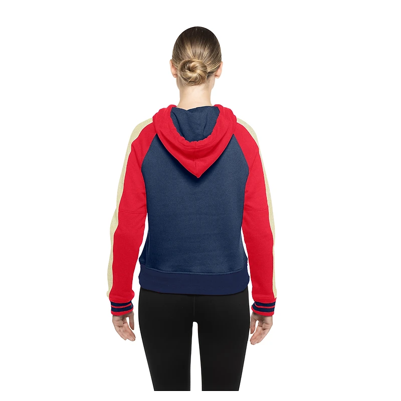 Women's New Era  Navy Atlanta Braves Cooperstown Collection Cropped Raglan Pullover Hoodie