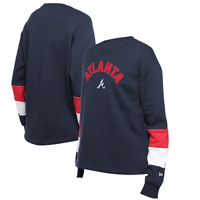 Women's New Era  Navy Atlanta Braves Game Day Color Pullover Sweatshirt